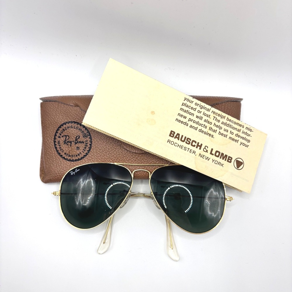 Vintage 80s Ray-Ban Sunglasses 58-14 Gold G-15 Glass Metal B&L